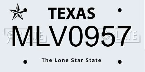 MLV0957 Texas License Plate