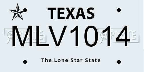 MLV1014 Texas License Plate