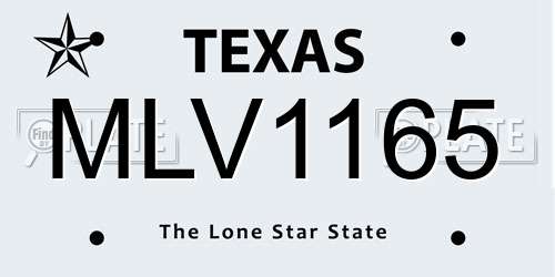 MLV1165 Texas License Plate