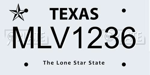 MLV1236 Texas License Plate