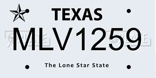 MLV1259 Texas License Plate