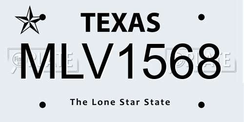 MLV1568 Texas License Plate