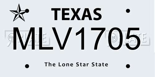 MLV1705 Texas License Plate
