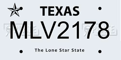 MLV2178 Texas License Plate