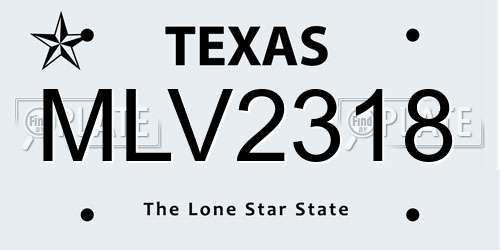 MLV2318 Texas License Plate