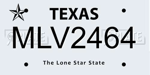MLV2464 Texas License Plate