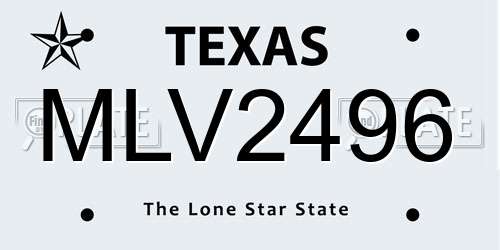 MLV2496 Texas License Plate