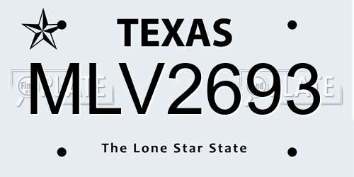 MLV2693 Texas License Plate