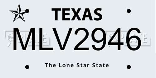 MLV2946 Texas License Plate
