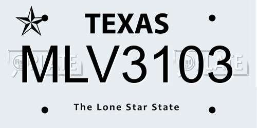 MLV3103 Texas License Plate