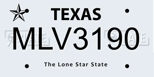 MLV3190 Texas License Plate