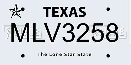 MLV3258 Texas License Plate