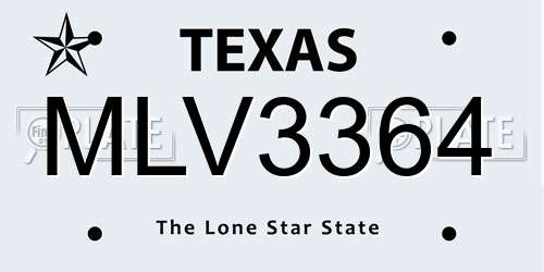 MLV3364 Texas License Plate