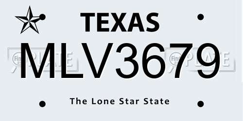 MLV3679 Texas License Plate