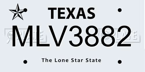 MLV3882 Texas License Plate