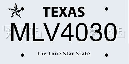 MLV4030 Texas License Plate
