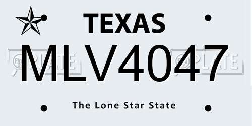 MLV4047 Texas License Plate