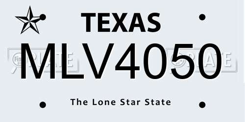 MLV4050 Texas License Plate