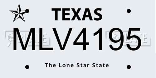 MLV4195 Texas License Plate