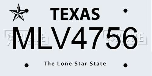 MLV4756 Texas License Plate