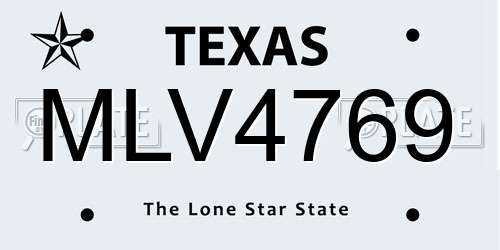 MLV4769 Texas License Plate