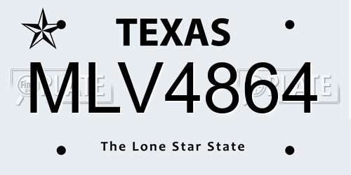 MLV4864 Texas License Plate