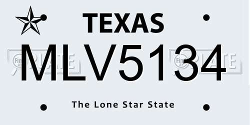 MLV5134 Texas License Plate