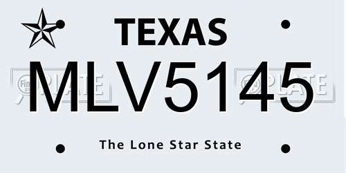 MLV5145 Texas License Plate