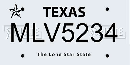 MLV5234 Texas License Plate