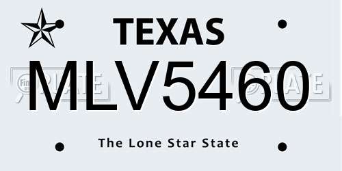 MLV5460 Texas License Plate