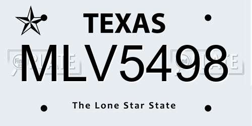 MLV5498 Texas License Plate