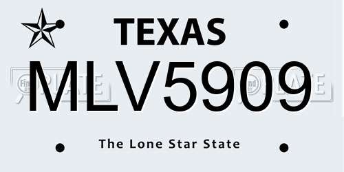 MLV5909 Texas License Plate