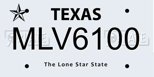 MLV6100 Texas License Plate