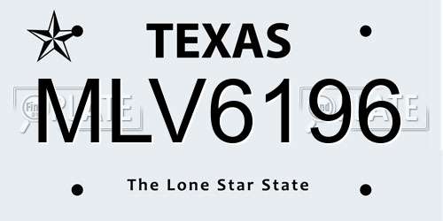 MLV6196 Texas License Plate