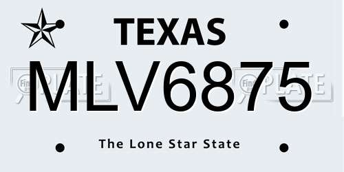 MLV6875 Texas License Plate