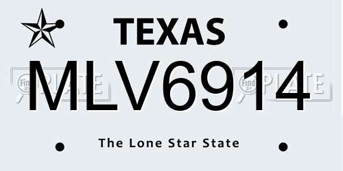 MLV6914 Texas License Plate