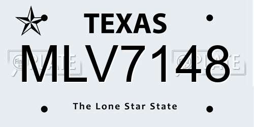 MLV7148 Texas License Plate