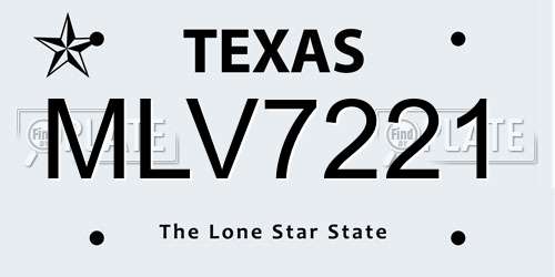 MLV7221 Texas License Plate