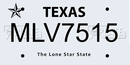 MLV7515 Texas License Plate