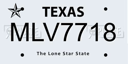 MLV7718 Texas License Plate
