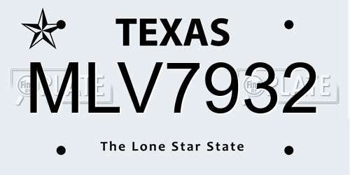 MLV7932 Texas License Plate