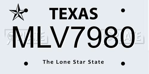 MLV7980 Texas License Plate