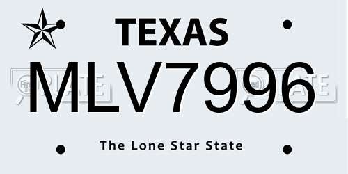 MLV7996 Texas License Plate