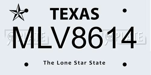MLV8614 Texas License Plate