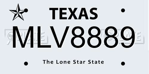 MLV8889 Texas License Plate