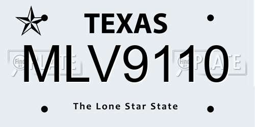 MLV9110 Texas License Plate