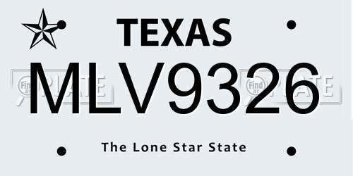 MLV9326 Texas License Plate