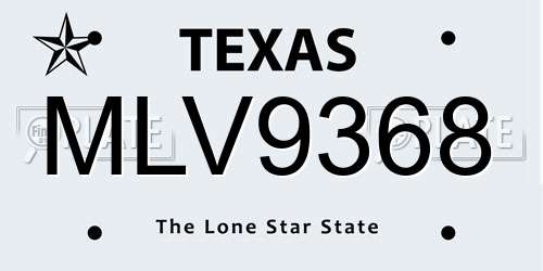 MLV9368 Texas License Plate