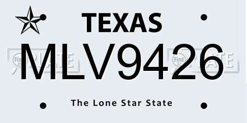 MLV9426 Texas License Plate
