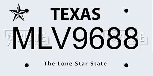MLV9688 Texas License Plate